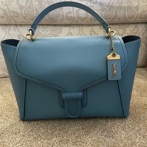 Coach handle handbag in denim w/strap NEW